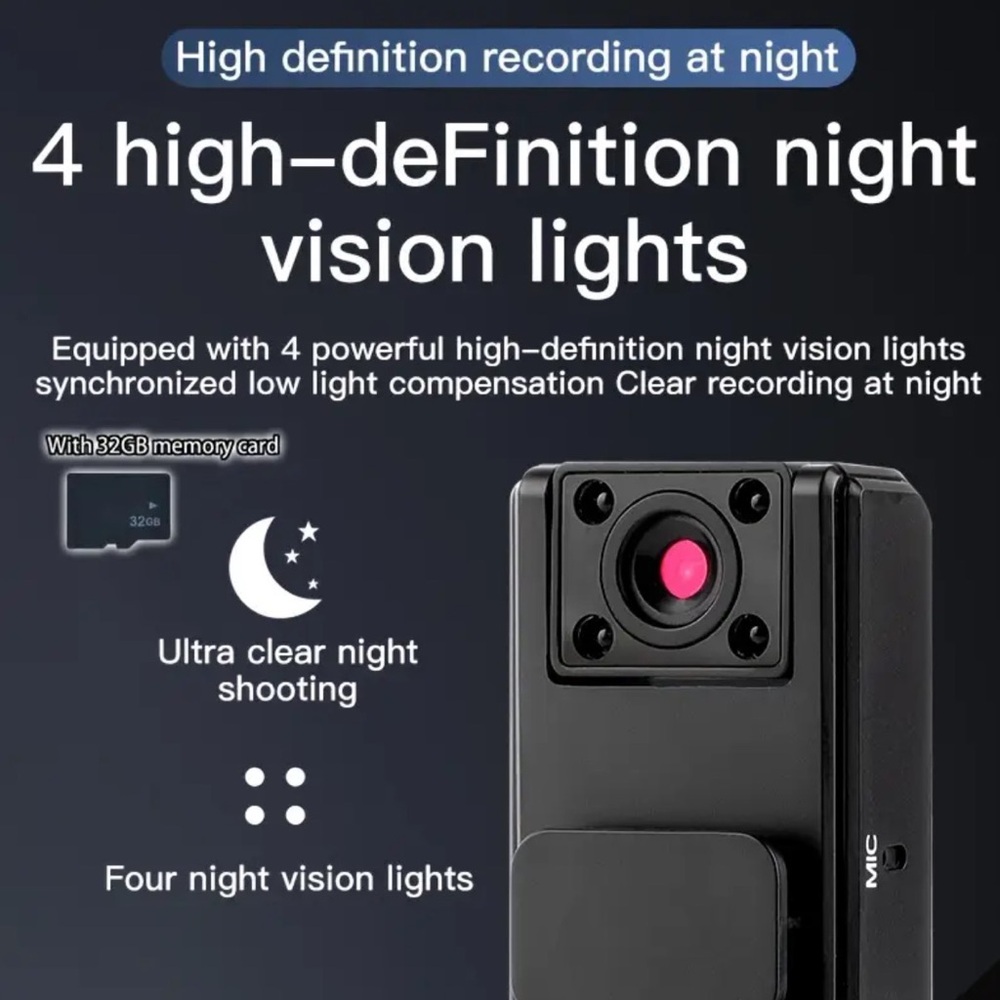 NEW  1pc 1080P Mini Body Camera with 180° Rotatable Lens, USB Rechargeable, - Picture 9 of 12
